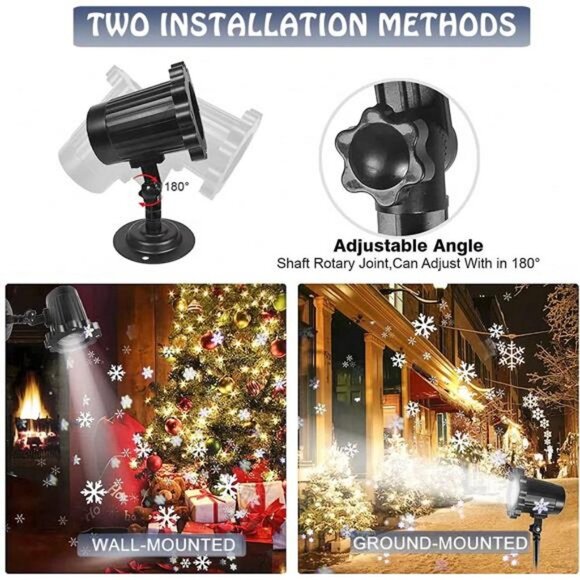 Christmas Projector Lights Outdoor, Vivid Snowflake Led IP65 Waterproof - Picture 6 of 6